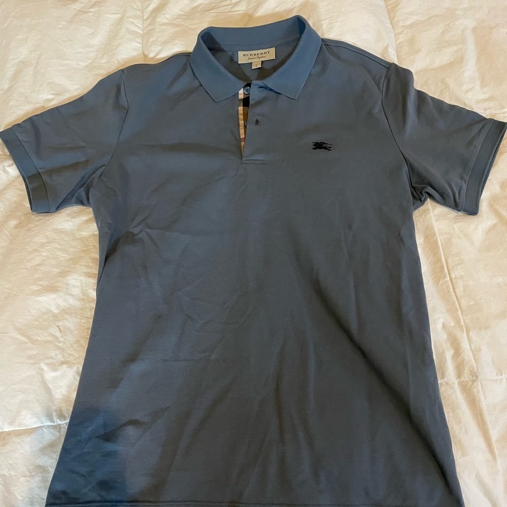 Mens Burberry Light Blue Polo